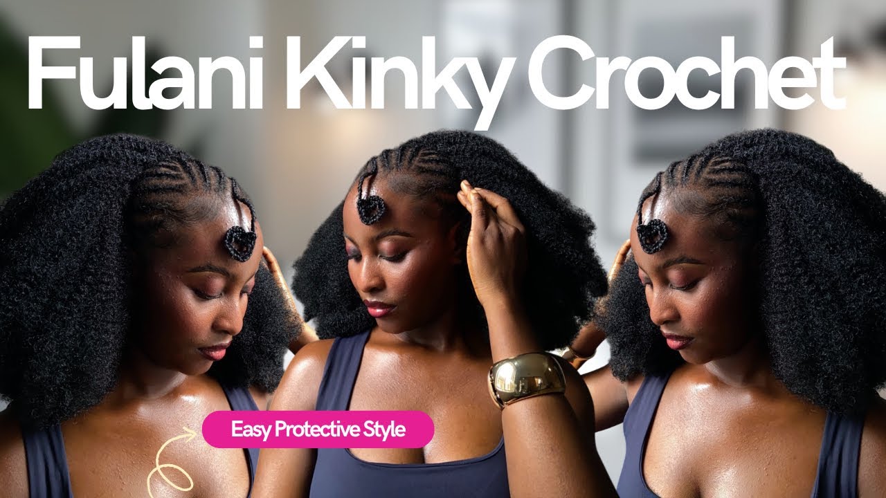 FULANI BRAIDS with KINKY CROCHET HAIR | Protective Style for Natural Hair | Step-by-Step