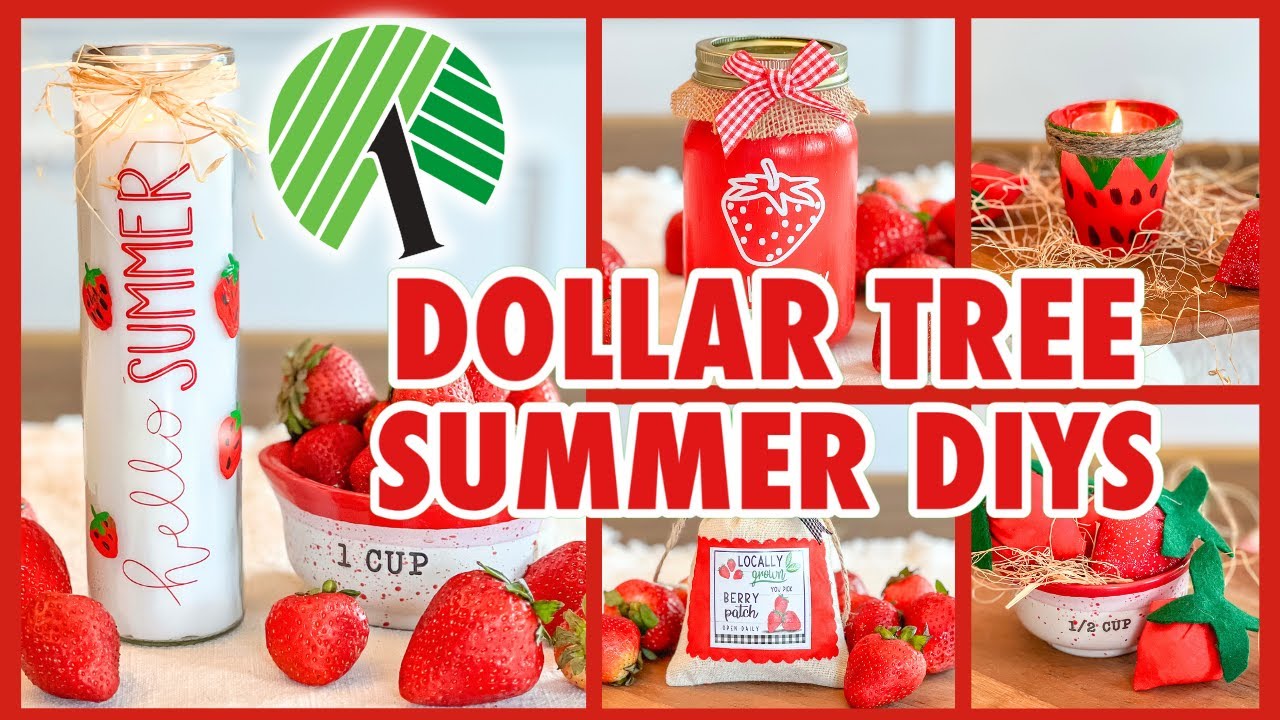 *NEW* DOLLAR TREE SUMMER DECOR  2024 l STRAWBERRY DIY DECOR l FABRIC STRAWBERRIES