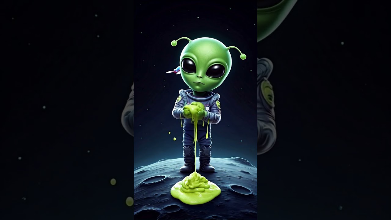 Alien plays with slime... and it gets messy! 👽💥 #slimefail