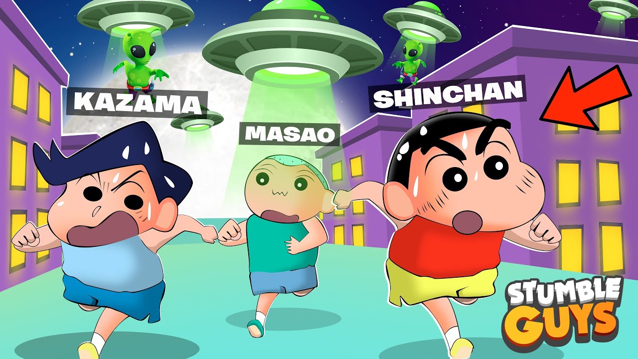 Shinchan Complete The Most Difficult Race On Aliens Planet 😱🔥 | Shinchan Stumble Guys | Funny Game 😂