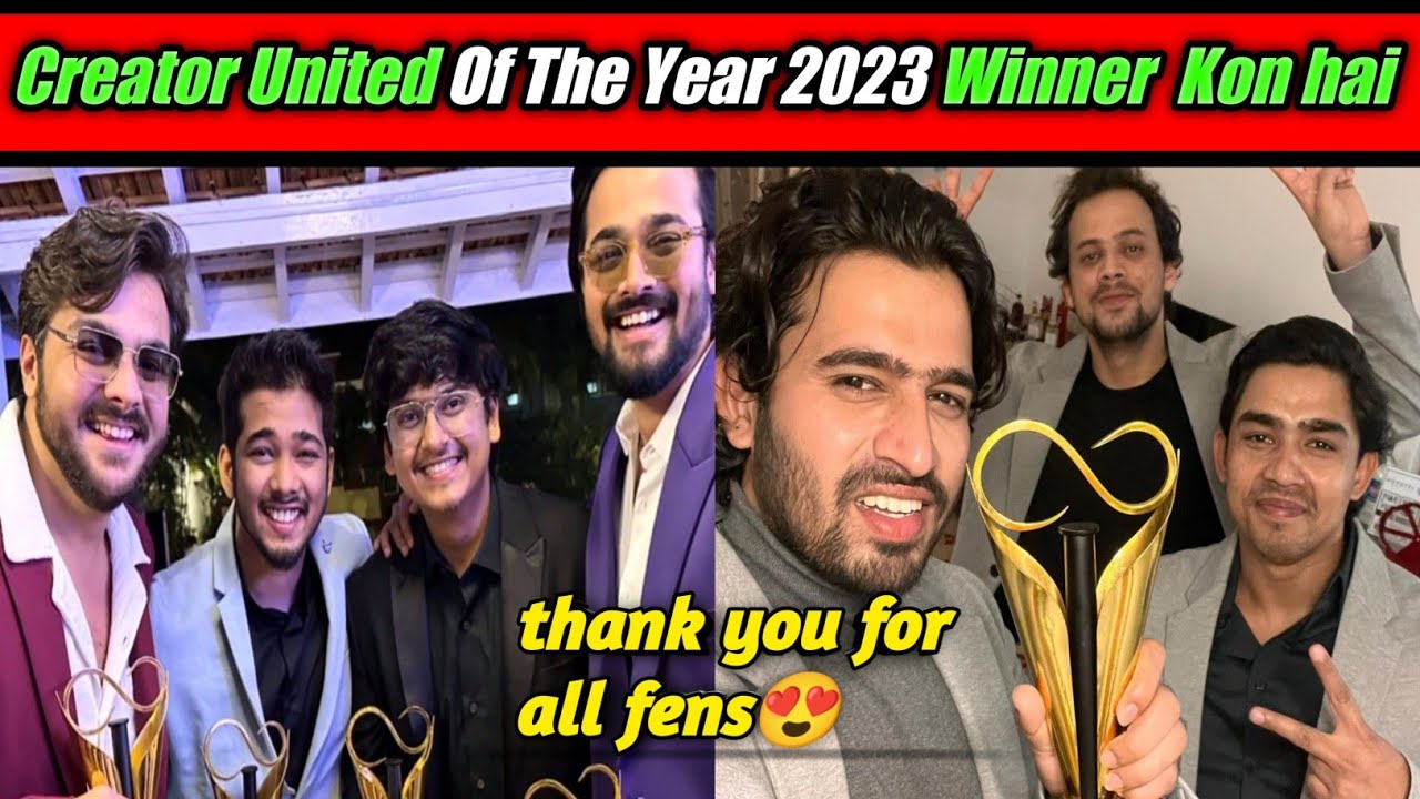 Creators United 2023 Full  List Of Winner 🏆- R2h, Bbk Vines, Scout,Ashish Chanchlani,all Youtuber