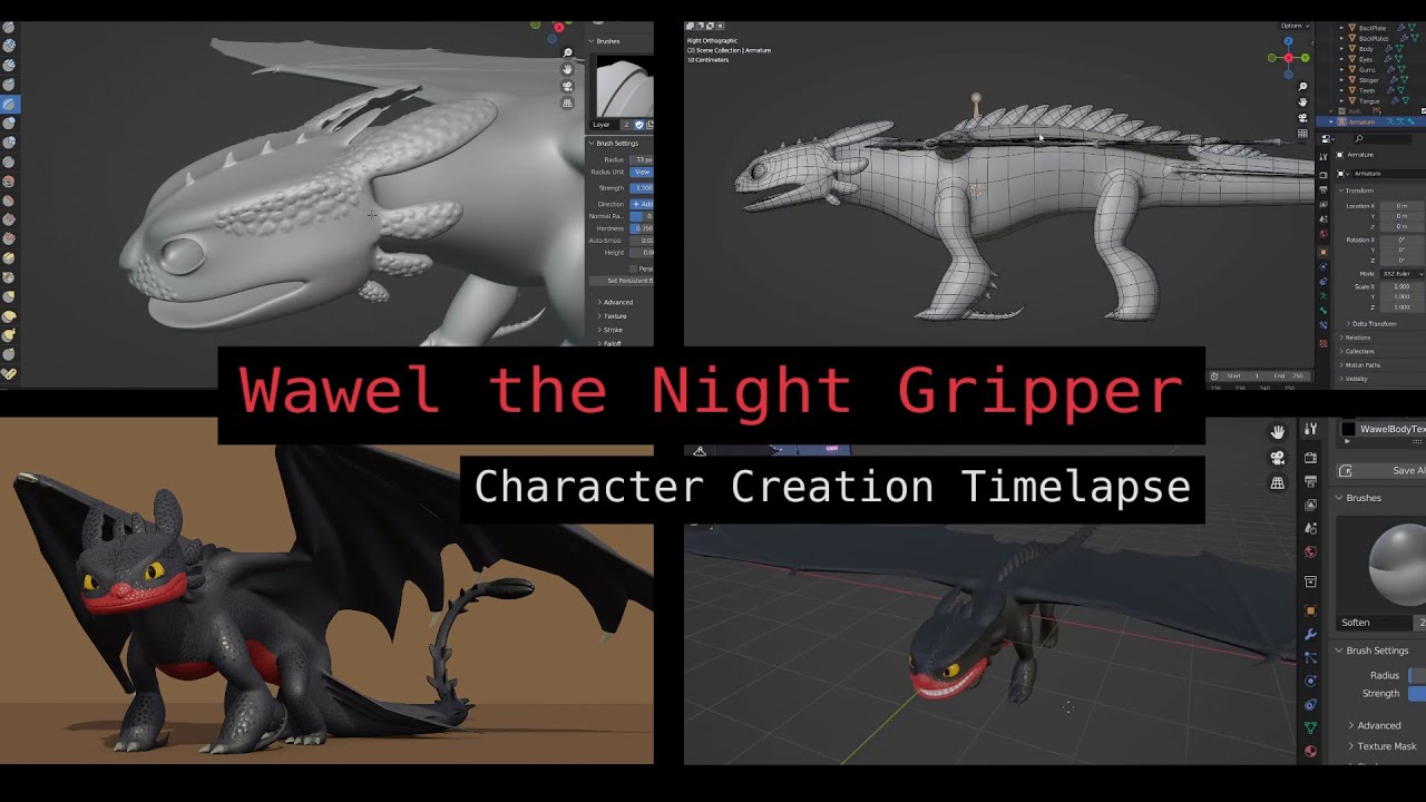 Wawel the Night Gripper | Character Commission Timelapse | Blender 3D