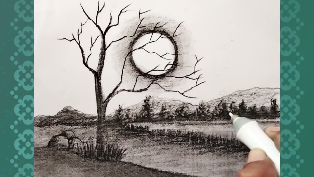 Menggambar pemandangan yang sangat indah | Gambar Pensil ✏️.