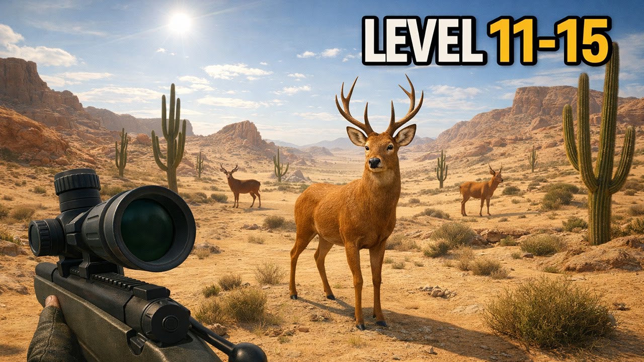 Desert Sniper Hunting 🏜️ Deer Hunting 2025 Levels 11–15 | Extreme Heat Gameplay