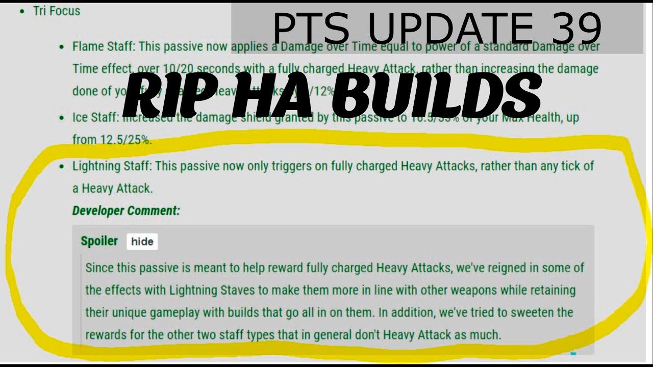 [ESO] PTS UPDATE 39 - RIP HA BUILDS