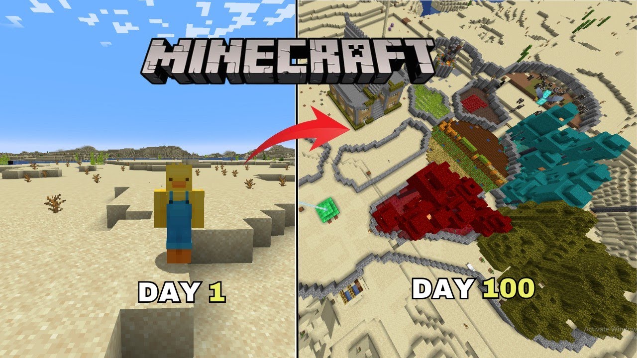 I Survived 100 Days in Desert Only world in Minecraft Survival (Hindi)