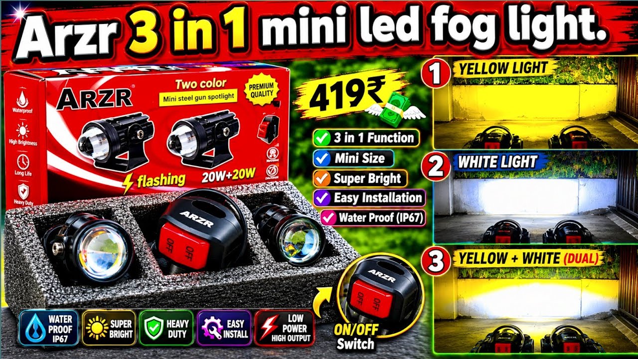 arzr mini led fog light installation. best mini led fog light. World best gun fog ligt for all bike.