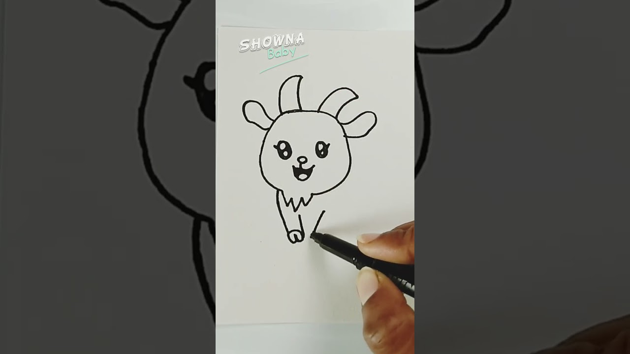How to Draw a Cute Cartoon Goat | Easy Drawing | #shorts