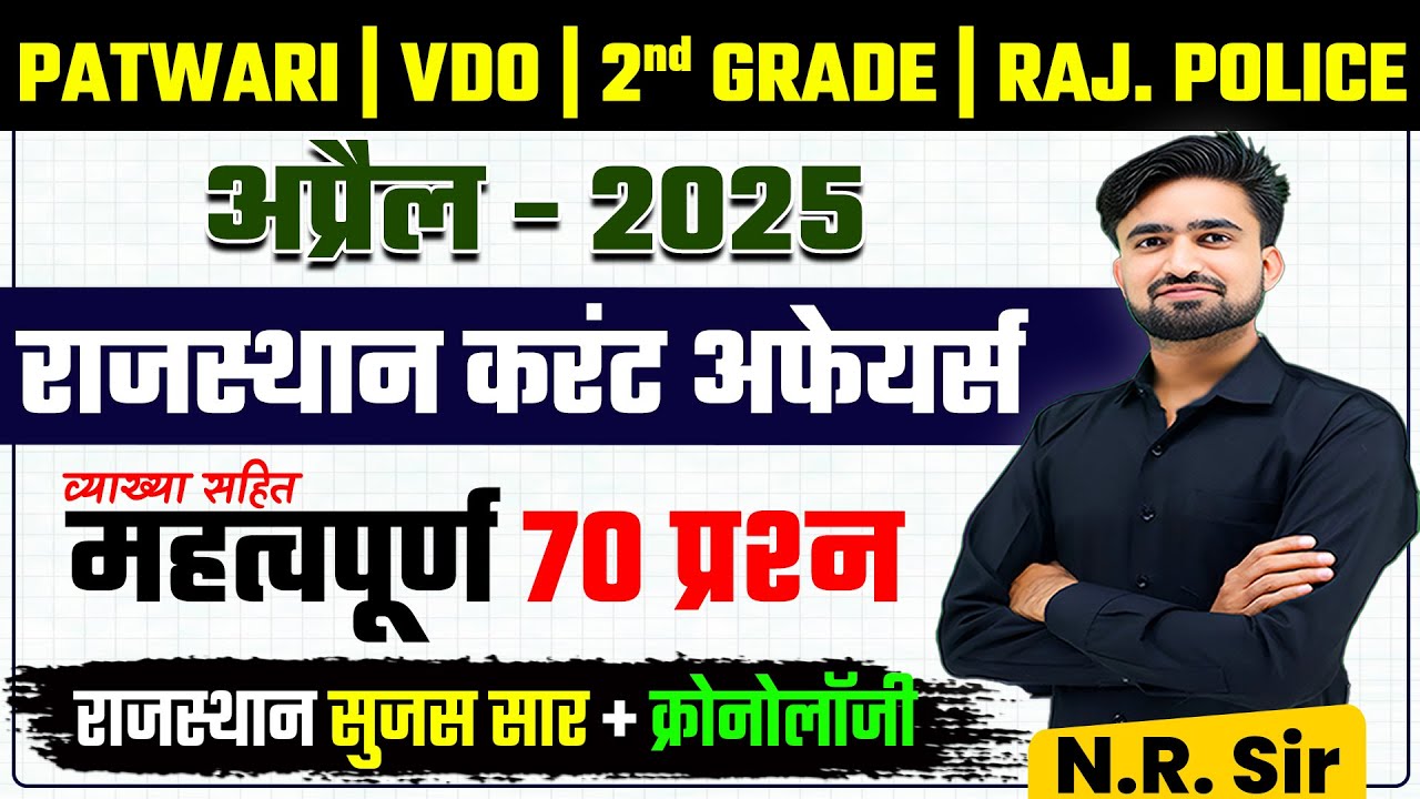 Rajasthan Current Affairs April 2025 l REET Mains l Grade Exams l VDO Current Affairs 2025 #NRSir