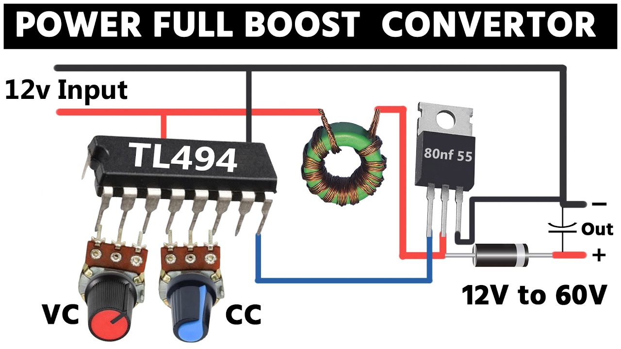 TL494 Boost Converter || 12V To 60V DC To DC boost converter