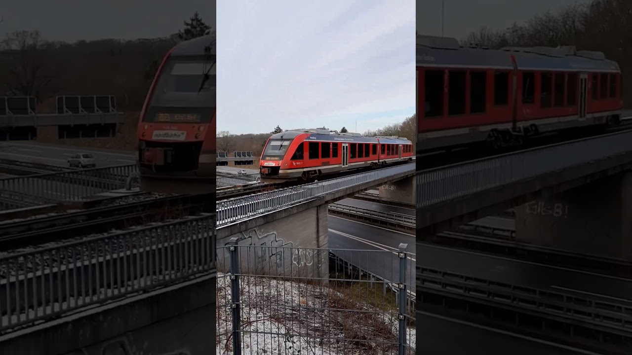🚆 Triebwagen Lint NBE 648 348-0 'Ratzeburg' f&auml;hrt als RB 73 &uuml;ber die Br&uuml;cke der A215 in Ri Kiel-Hbf