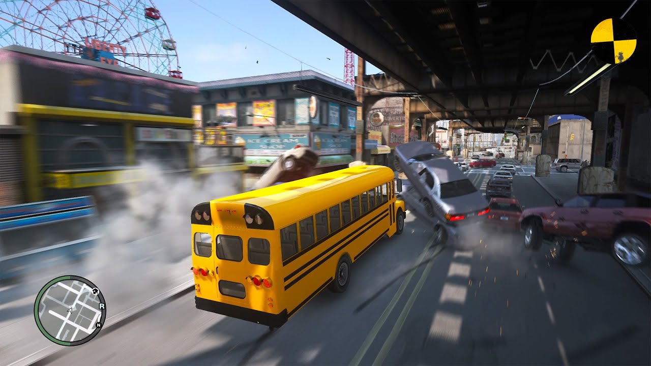 GTA 4 Crazy School Bus Crashes Ep.88