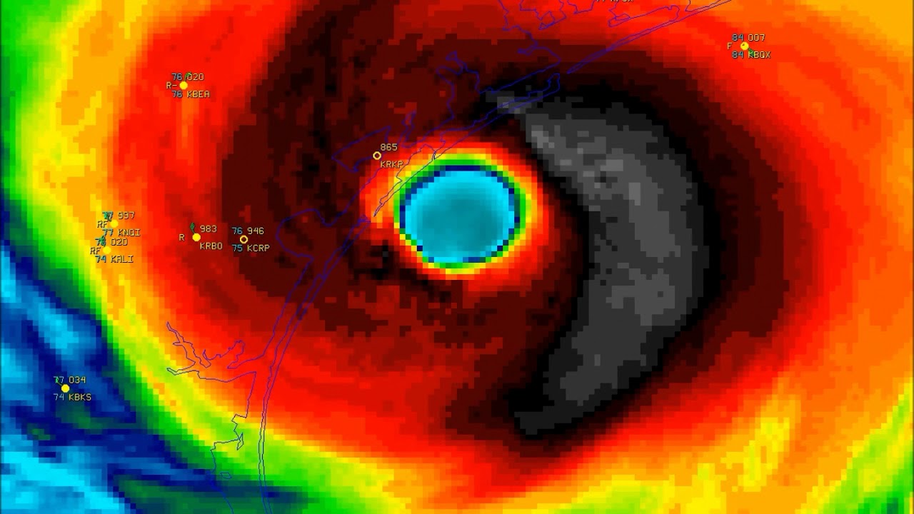 Major Hurricane Harvey (09L) Infrared and Visible satellite imagery August 25th, 2017.
