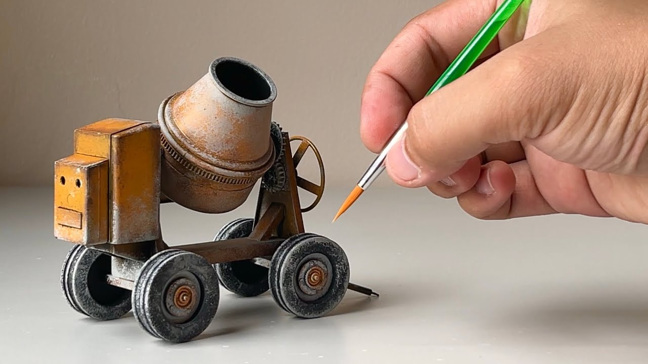 How to Build a Realistic Concrete Mixer (Drum Type) : Step-by-step Tutorial | Miniature ASMR Build! 