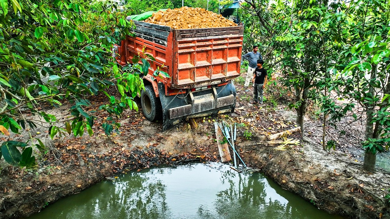 First Opening Amazing Project!! Landfill Delete Deep Fish Pond Using Skills Bulldozer Pushing Soil