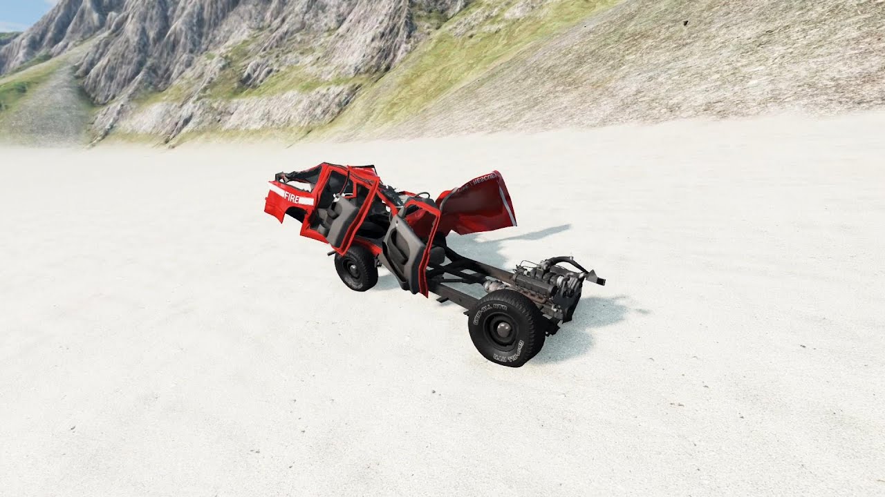 The fire truck fell off the cliff - BeamNG.Drive