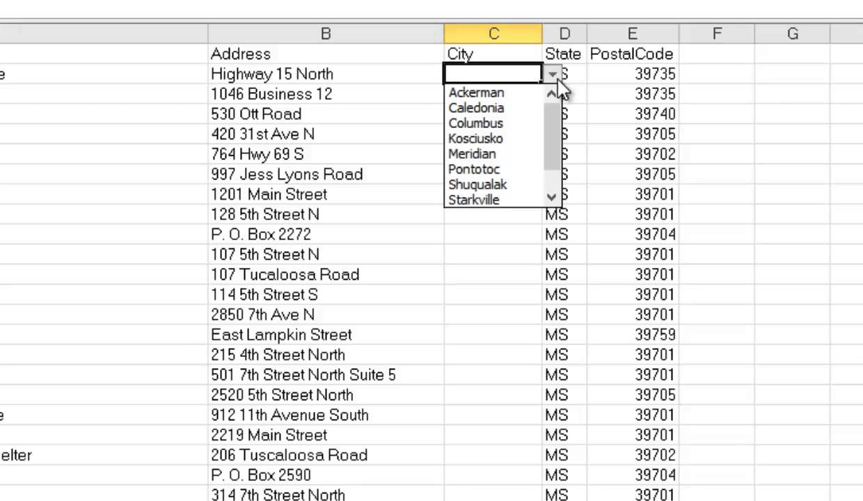 Creating Drop Down Lists in Excel 2010
