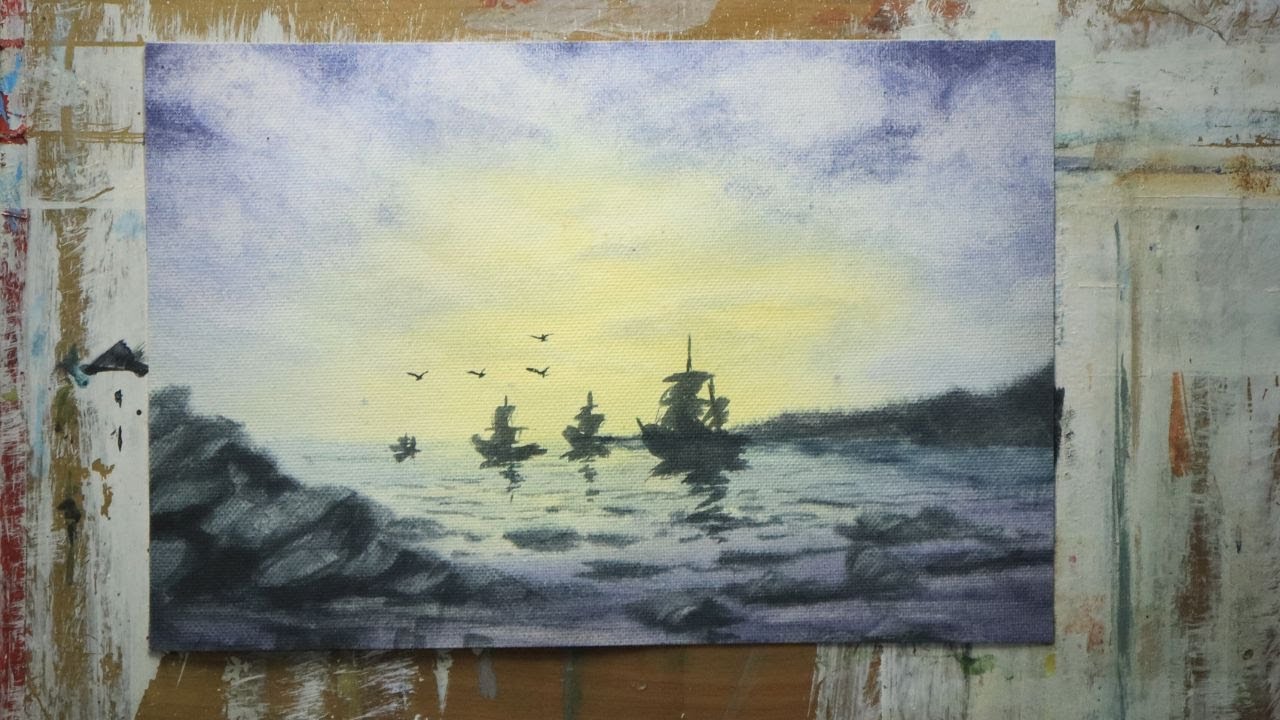 Watercolor simple landscape  | AL Kalakaraya