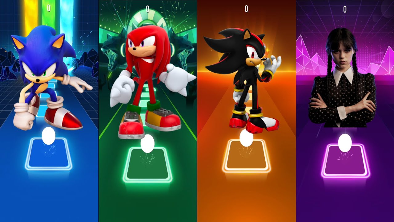 Sonic the Hedgehog - Knuckles - Shadow feat Wednesday Addams Dance Meme in Tiles Hop EDM Rush !!!