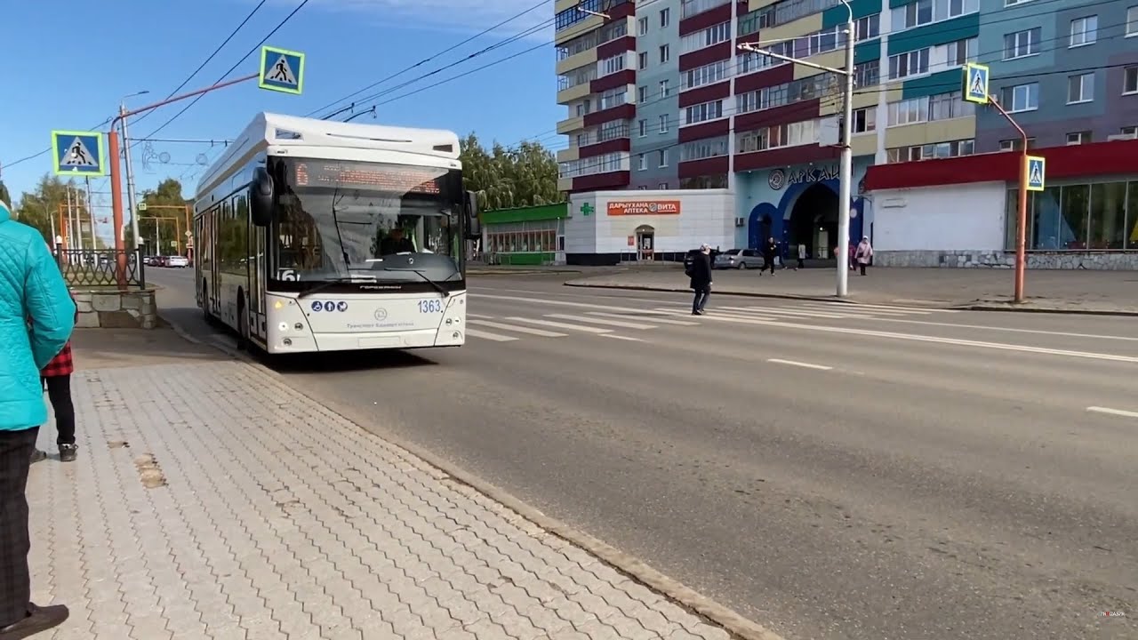 2 ой день на линии нового троллейбуса УТТЗ-6241.01 «Горожанин», г. Стерлитамак, 12 сентября 2021 год