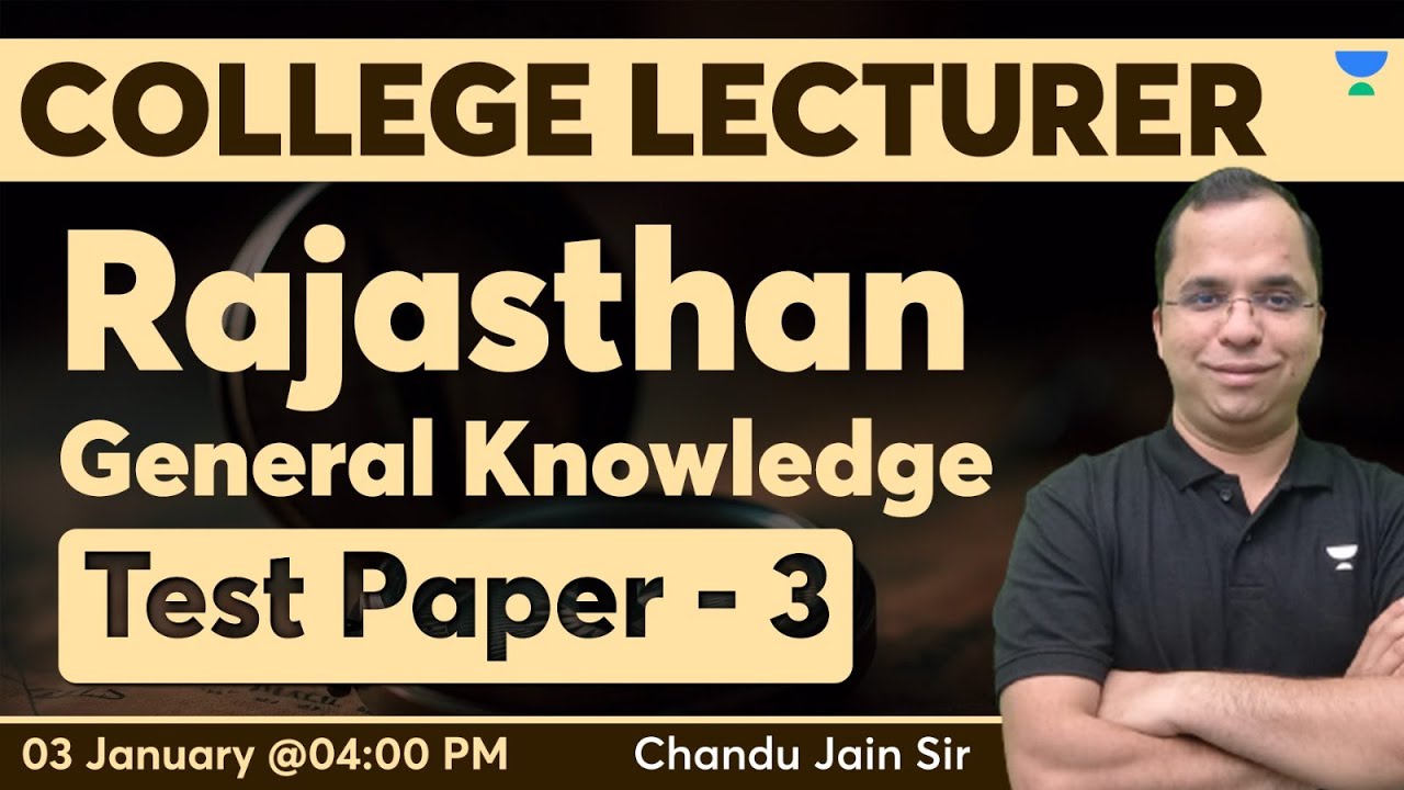 Rajasthan GK | Test Paper 3 Rajasthan GK | College Lecturer | Chandu Sir