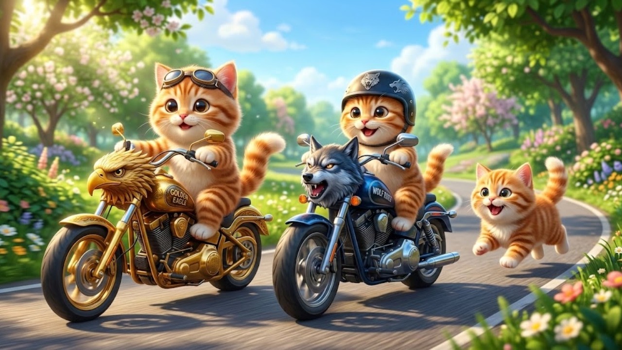 Kittens Drive Wolf & Eagle Motorbikes 🚓 on a Revenge Mission to Rescue Mama Cat from a Bully🐾🐈🐯