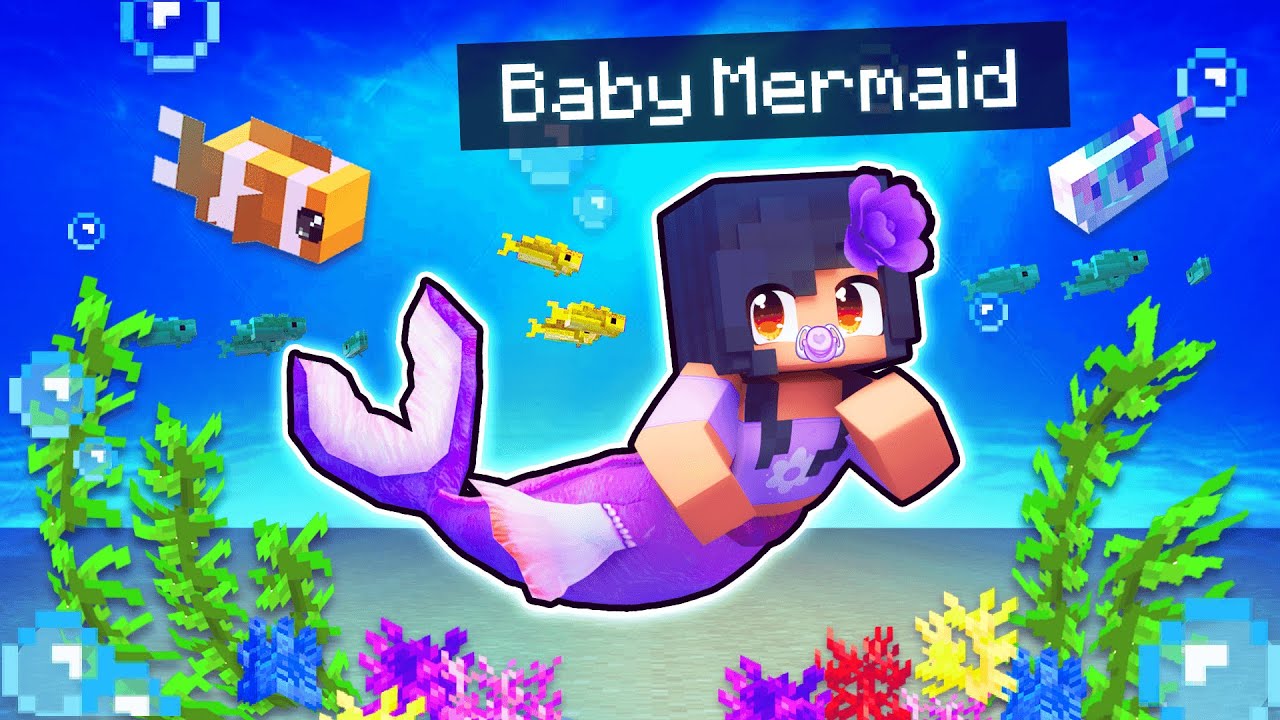 Playing Minecraft A CUTE Baby MERMAID!