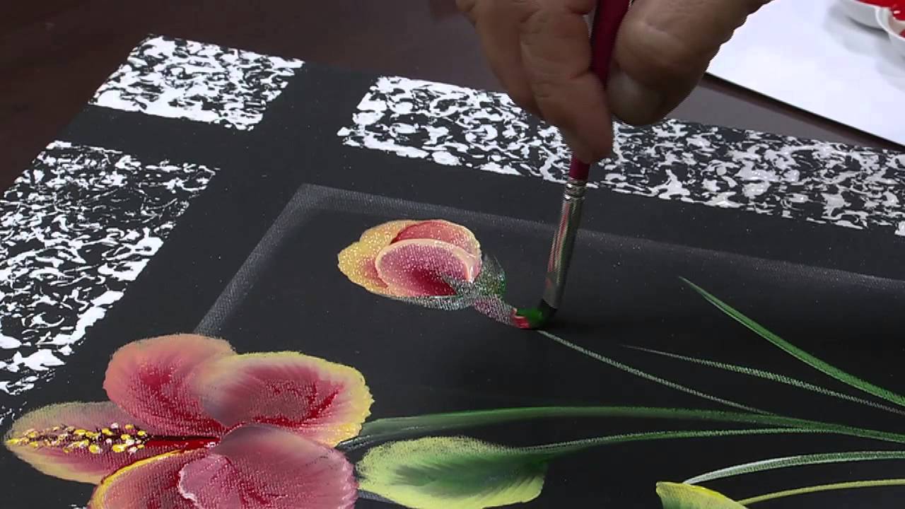 Mulher.com 10/07/2015 Ana Maria Guimarães - Pintura em tela hibisco Parte 2/2