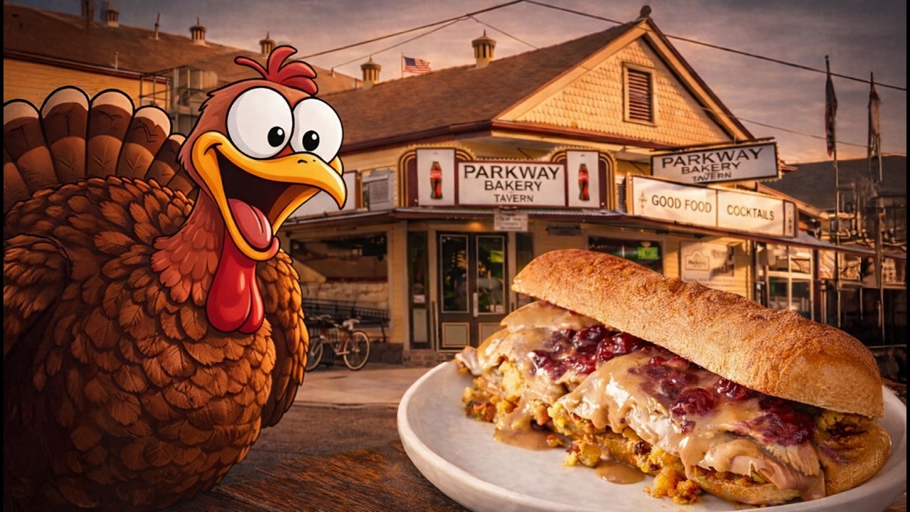 Знаменитый Po-boy на День благодарения в таверне Historic Parkway в Новом Орлеане