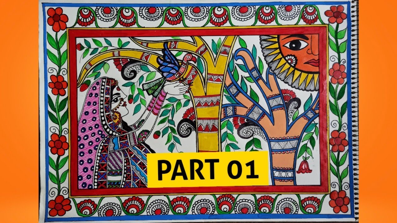 Nature's Bliss (1/2) | Madhubani Painting | Beautiful Mithila Painting for beginners | Easy to Draw