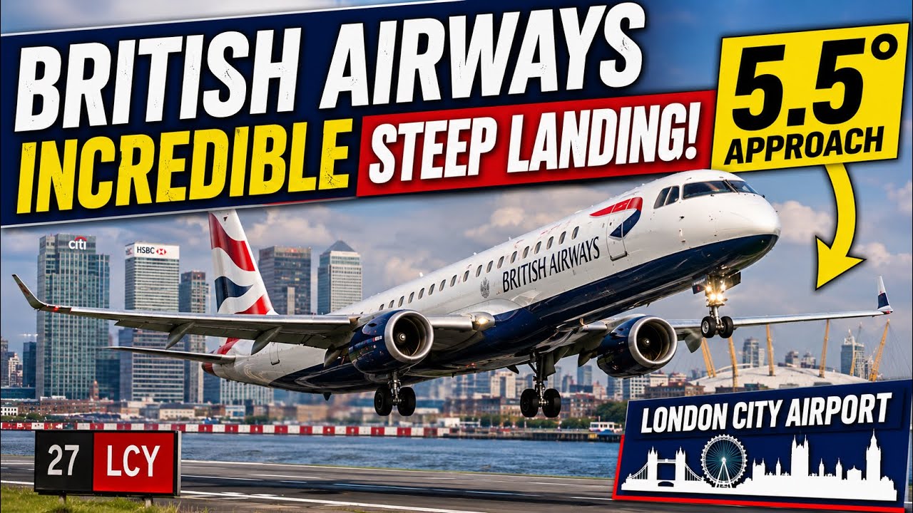 🔥 British Airways Performs an Incredible Steep Landing at London City Airport! ✈️