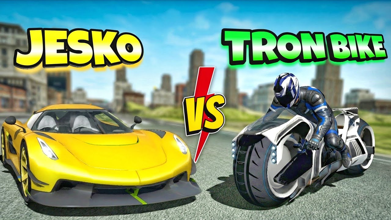Koenigsegg Jesko VS Tron Bike😱| Who Will Win? 🤔|Extreme Car Driving Simulator🔥|
