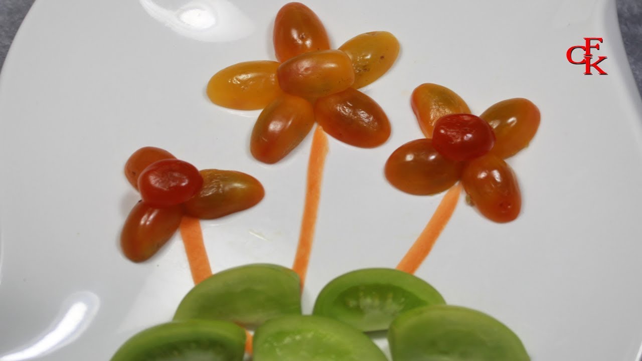 Beautiful Flowers 3 stalks formed by the fruit​ tomato |  By Chansok Fruit Art