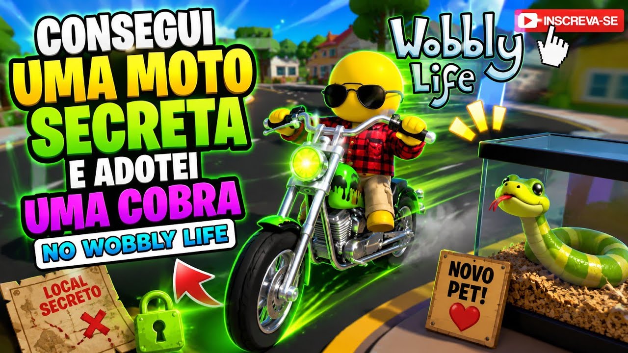 DESBLOQUEIE UMA MOTO SECRETA E ADOTEI UMA COBRA NO WOBBLY LIFE 