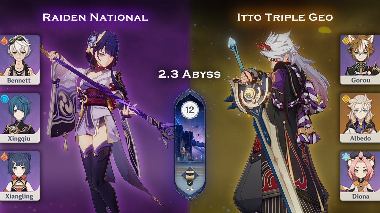 Shogun Raiden & Itto Whiteblind Spiral Abyss Floor 12 | 9 stars | 2.3 Genshin Impact