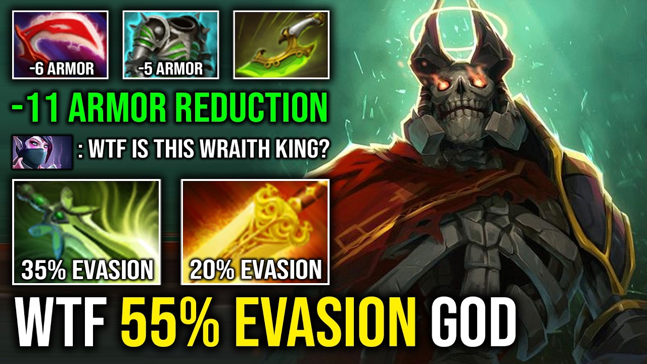 WTF 55% EVASION RAID BOSS -11 Armor Reduction Fountain Rampage Hard Carry Wraith King Dota 2