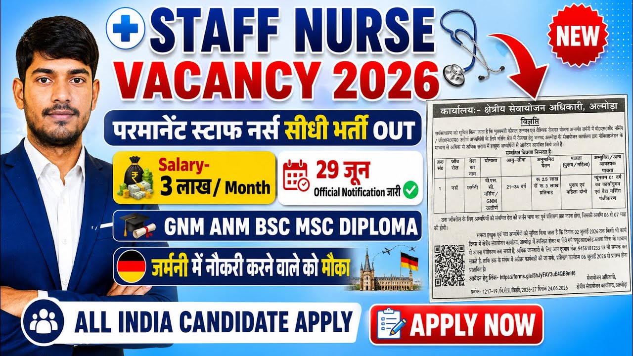 Govt. Staff Nurse Recruitment 2026💐Permanent Nursing Officer Vacancy 2026💐RRB Nursing Superintendent