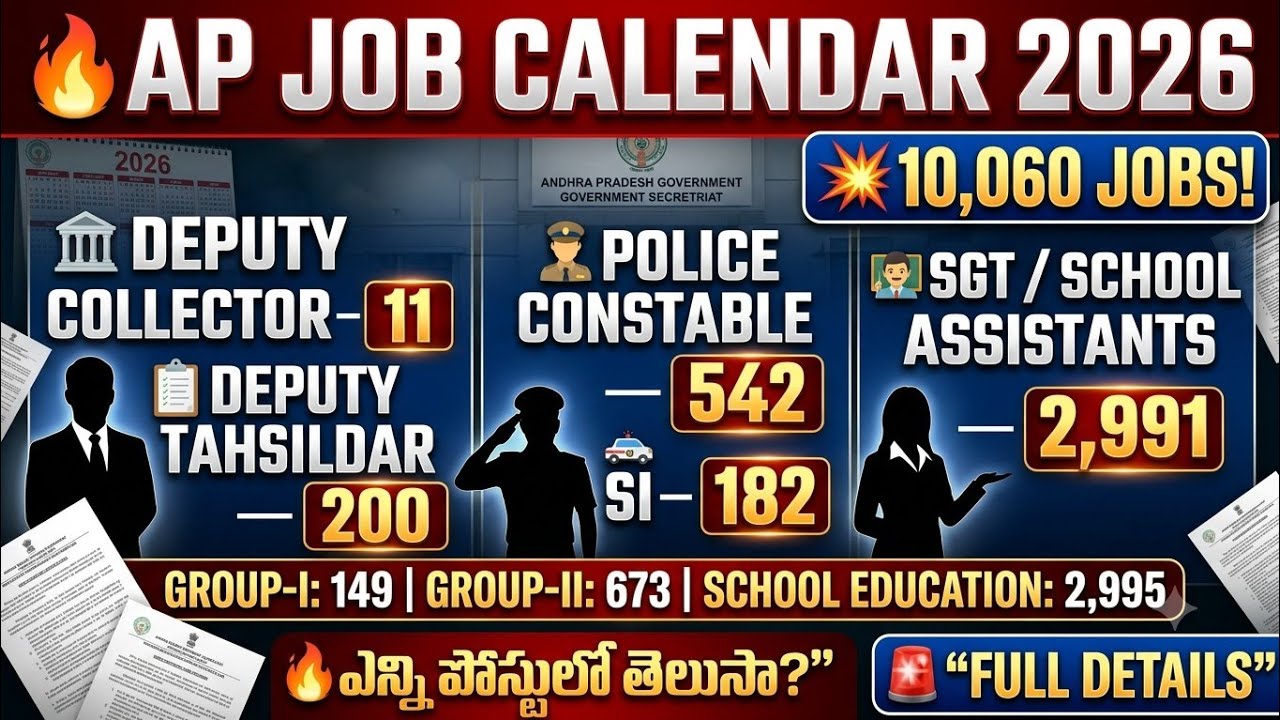 AP JOB CALENDAR 2026 🚨 Massive Govt Jobs | Posts & Notifications #APJobs #JobCalendar #APPSC #Gov...