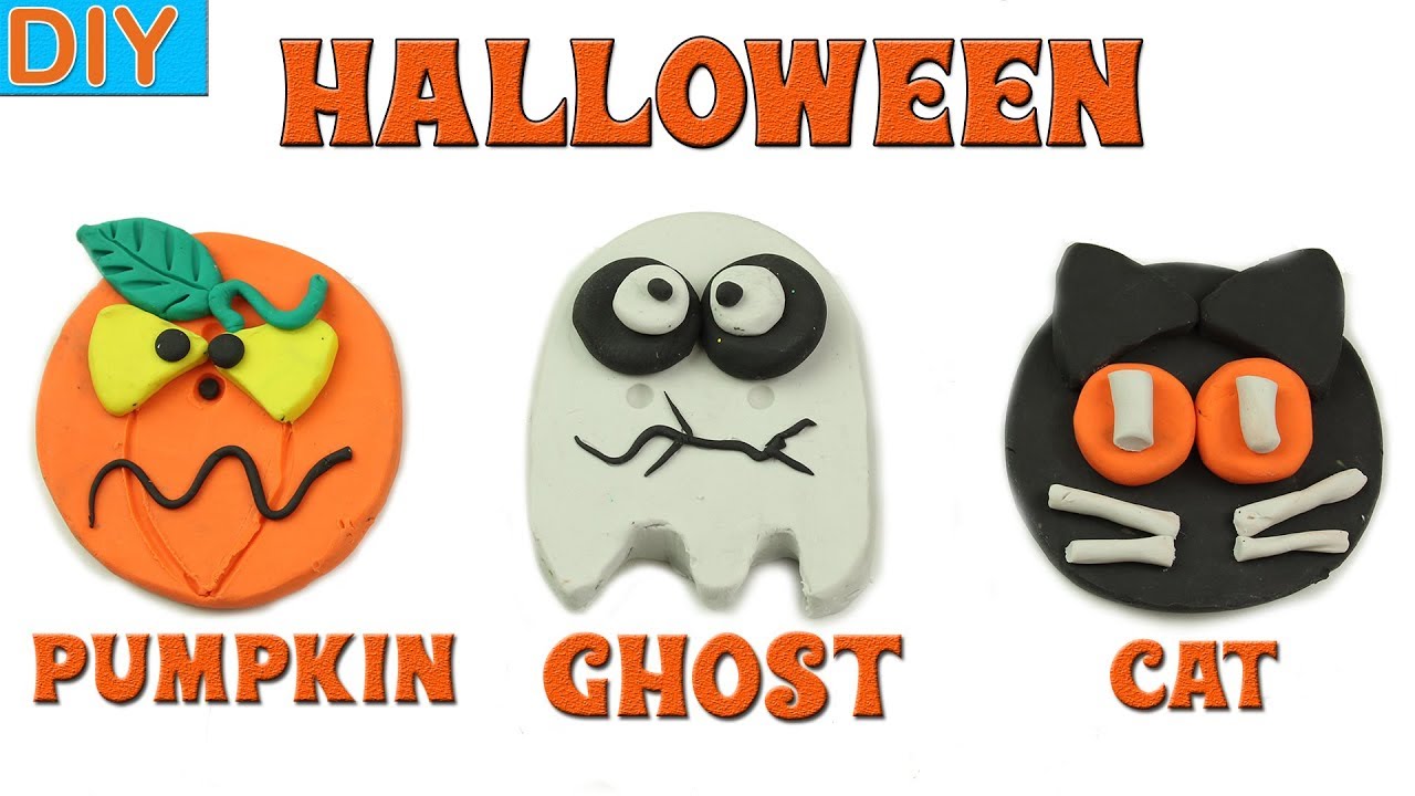 Kids Learning to make Halloween pumpkin Ghost Cat with Play-Doh ❤️ Halloween clay art cartoons