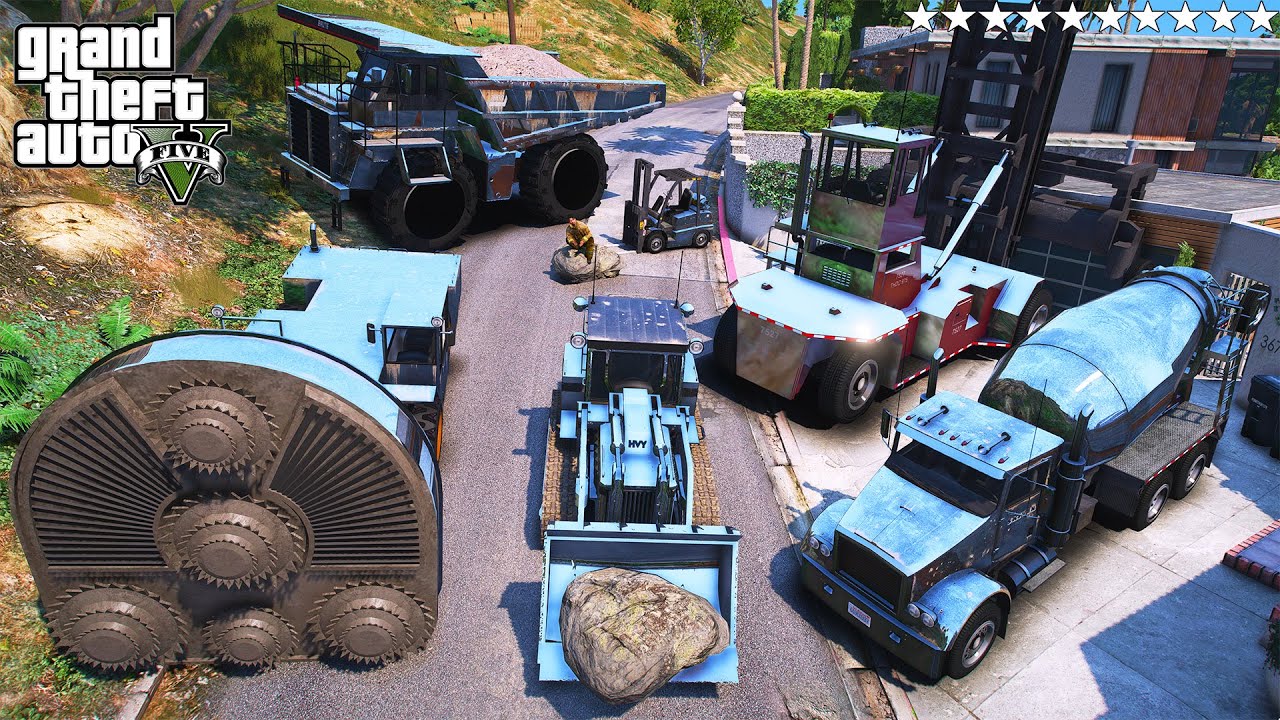 GTA V - Stealing HEAVY CONSTRUCTION VEHICLES With Franklin in GTA 5 ( GTA V)