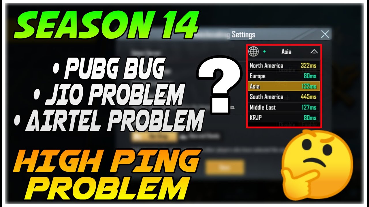 SEASON 14 HIGH PING PROBLEM IN PUBG MOBILE JIO OR AIRTEL SIM PROBLEM WHAT THE PROBLEM EXPLAIN HINDI