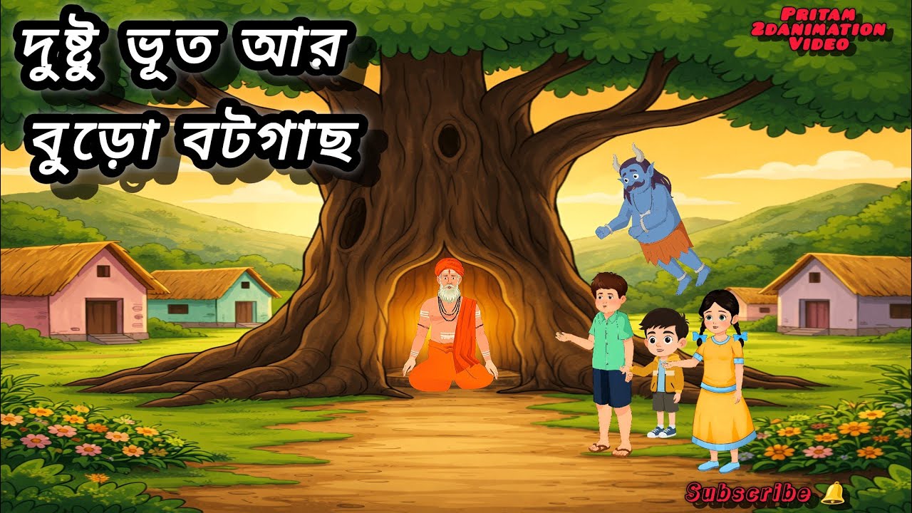দুষ্টু ভূত আর বুড়ো বটগাছের গল্প।।Moral Stories for Kids।।Bangla Fairy Tales।। Bengali cartoon