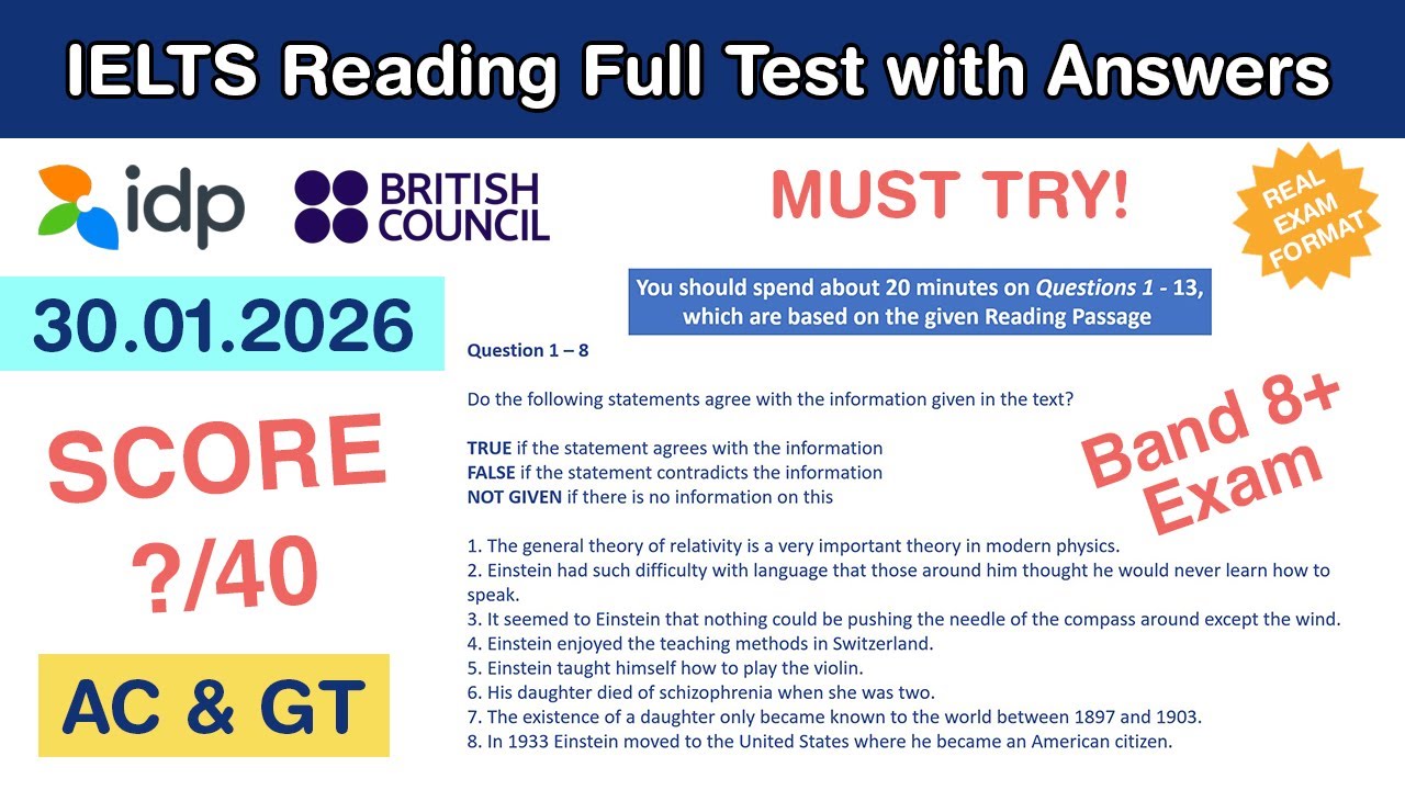 IELTS Reading Practice Test with Answers 30.01.2026 - Test 