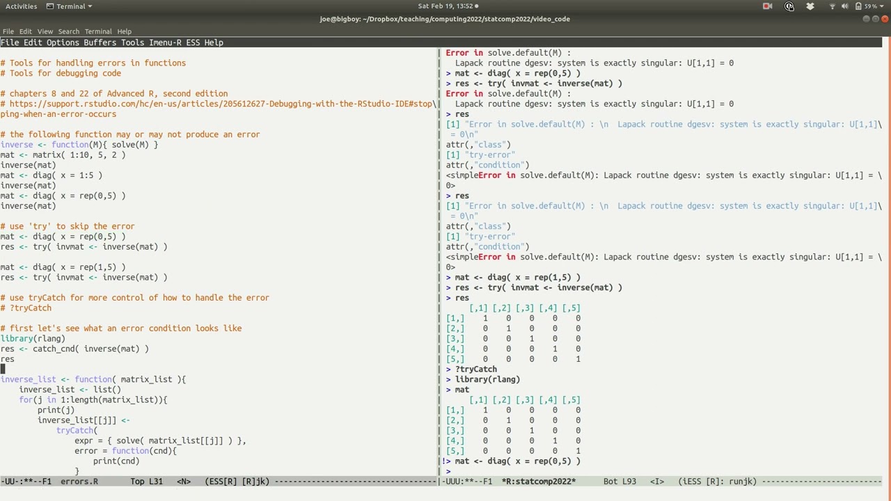 R error handling and debugging