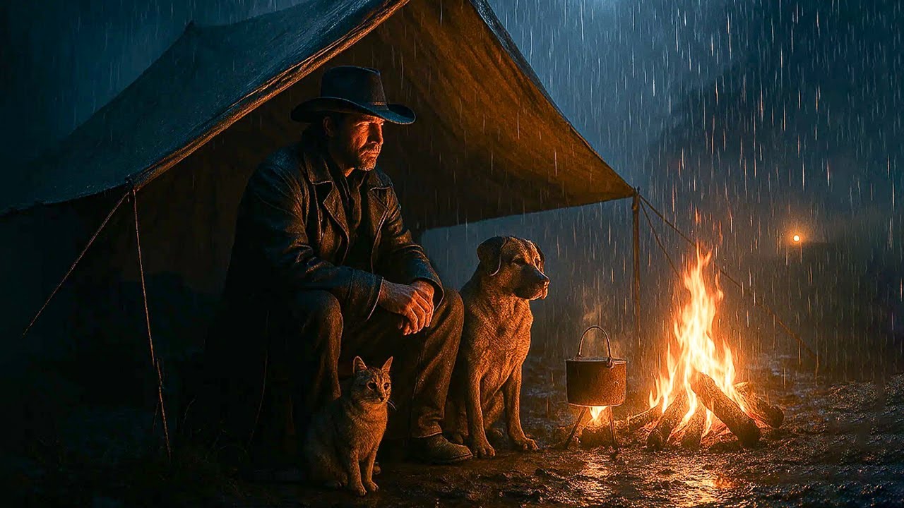 Peaceful Rainy Night Camping – Arthur and His Loyal Pets Sheltering in the Tent | RDR2 ASMR