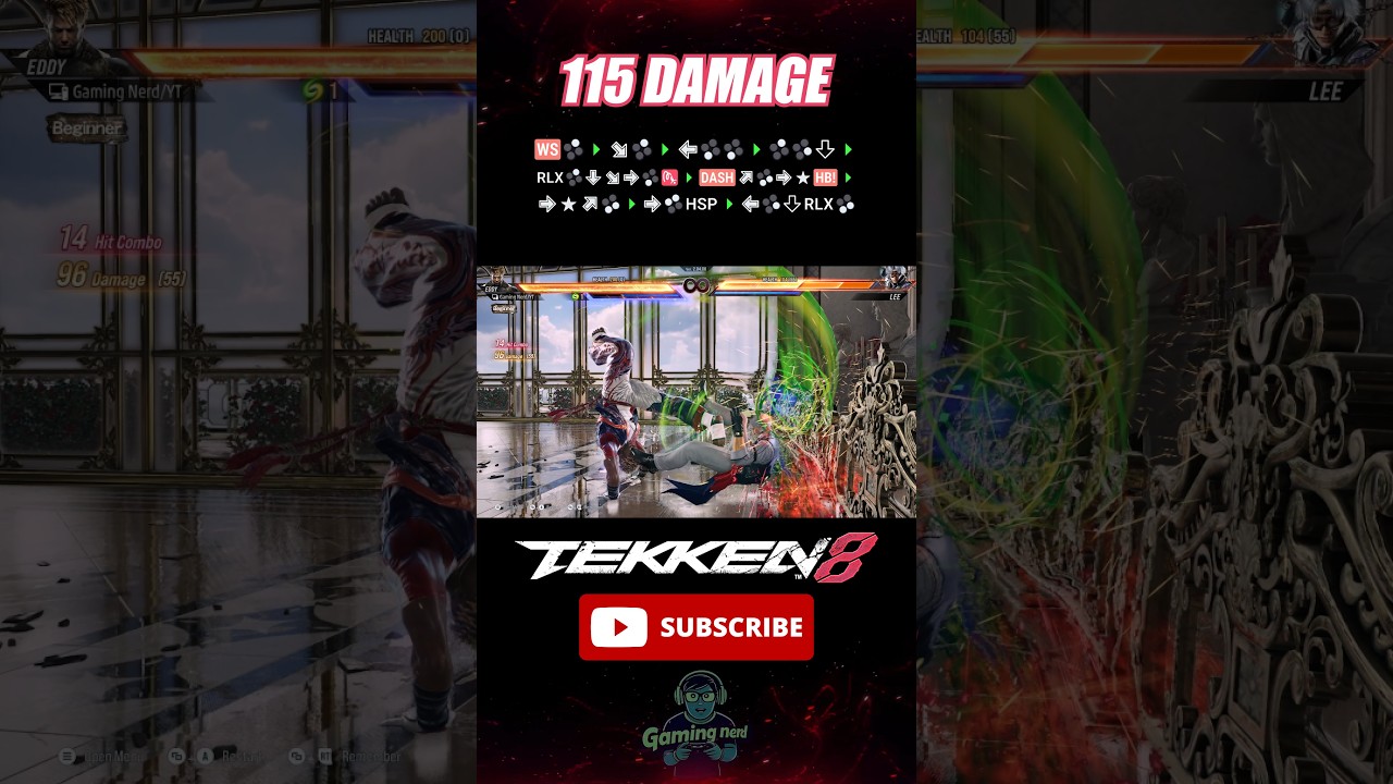 【 TEKKEN 8 SEASON 2 】 Eddy Gordo 115 DAMAGE Combo #shorts #tekken8 #shortvideo #youtubeshorts