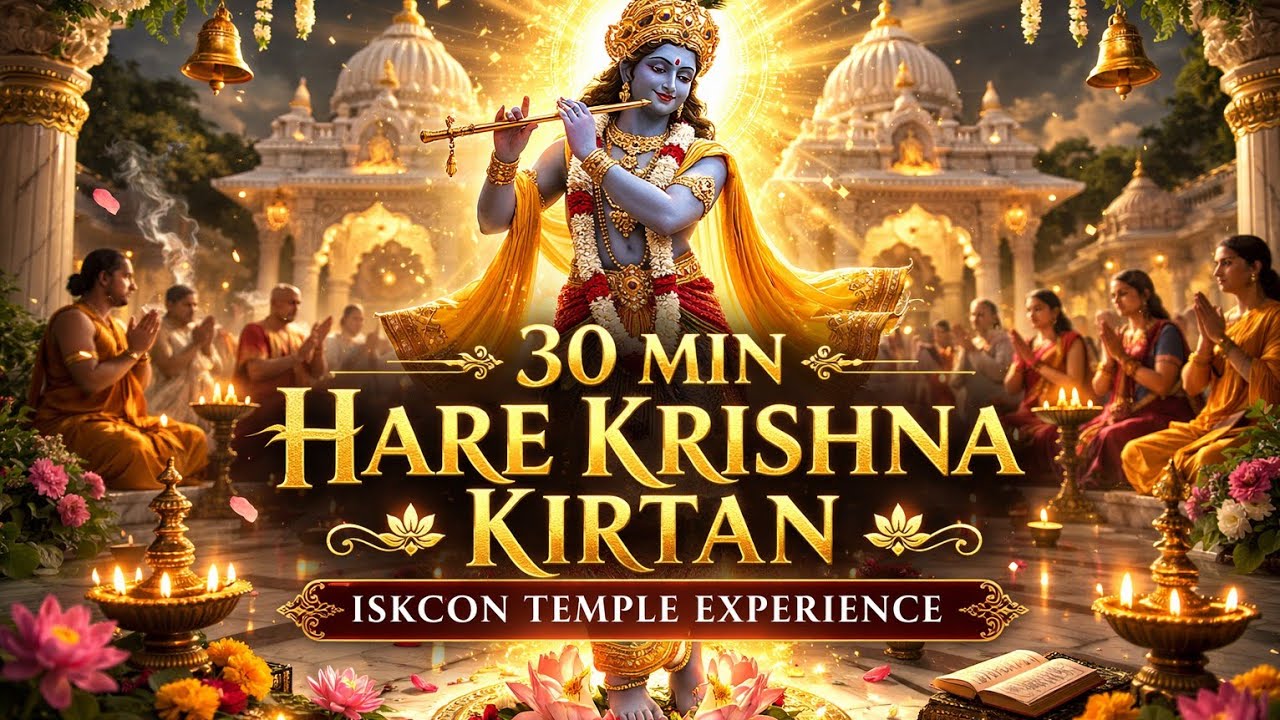 Hare Krishna Mahamantra Kirtan (30 Min)| ISKCON Temple • 432Hz Meditation • Banaras Ghat Aarti Vibes