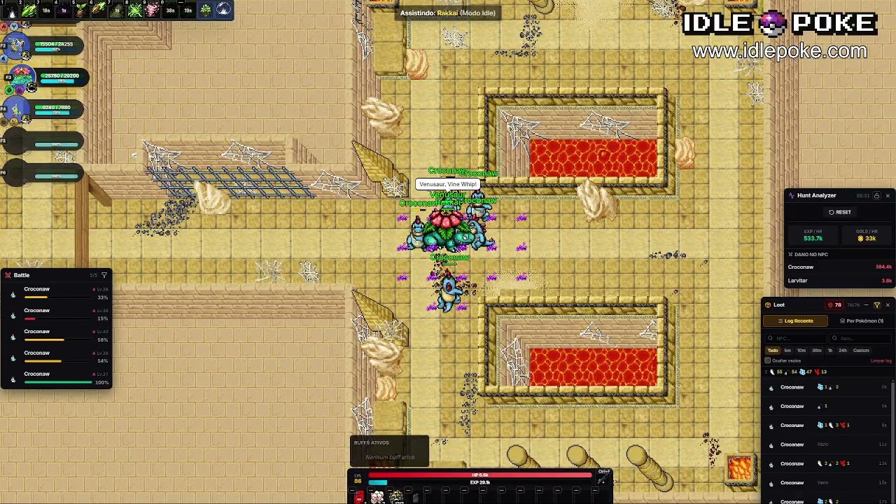 Rakkai Croconaw catch #1 | #tibia #idlepoke #pokeidle #worldonline #pxg #pokemon #idle #idlegame #rm