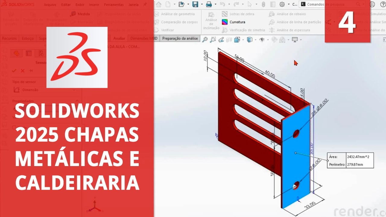Comando Medida | SolidWorks 2025 Chapas Metálicas e Caldeiraria