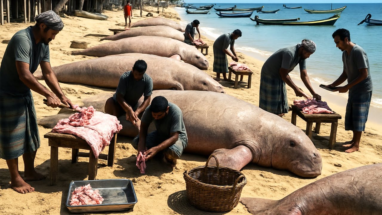 Gigantische Seek&uuml;he! Queensland-Fischer Fangen und Zerlegen Die Sanften Meeresriesen